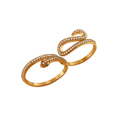 Позолоченное кольцо на два пальца SOKOLOV