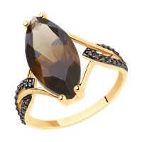 Кольцо из золота с раухтопазом и фианитами