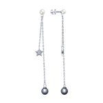 Серьги из серебра с жемчугом Swarovski и фианитами