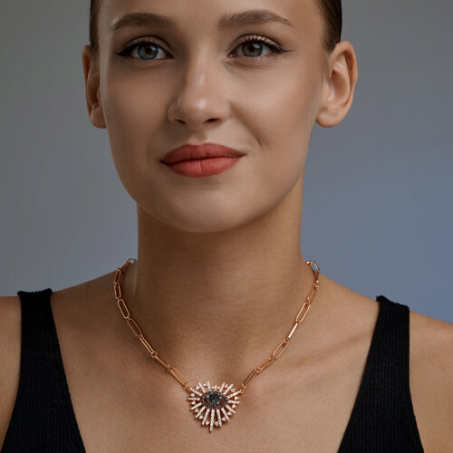 Колье из золочёного серебра с фианитами - фото 4