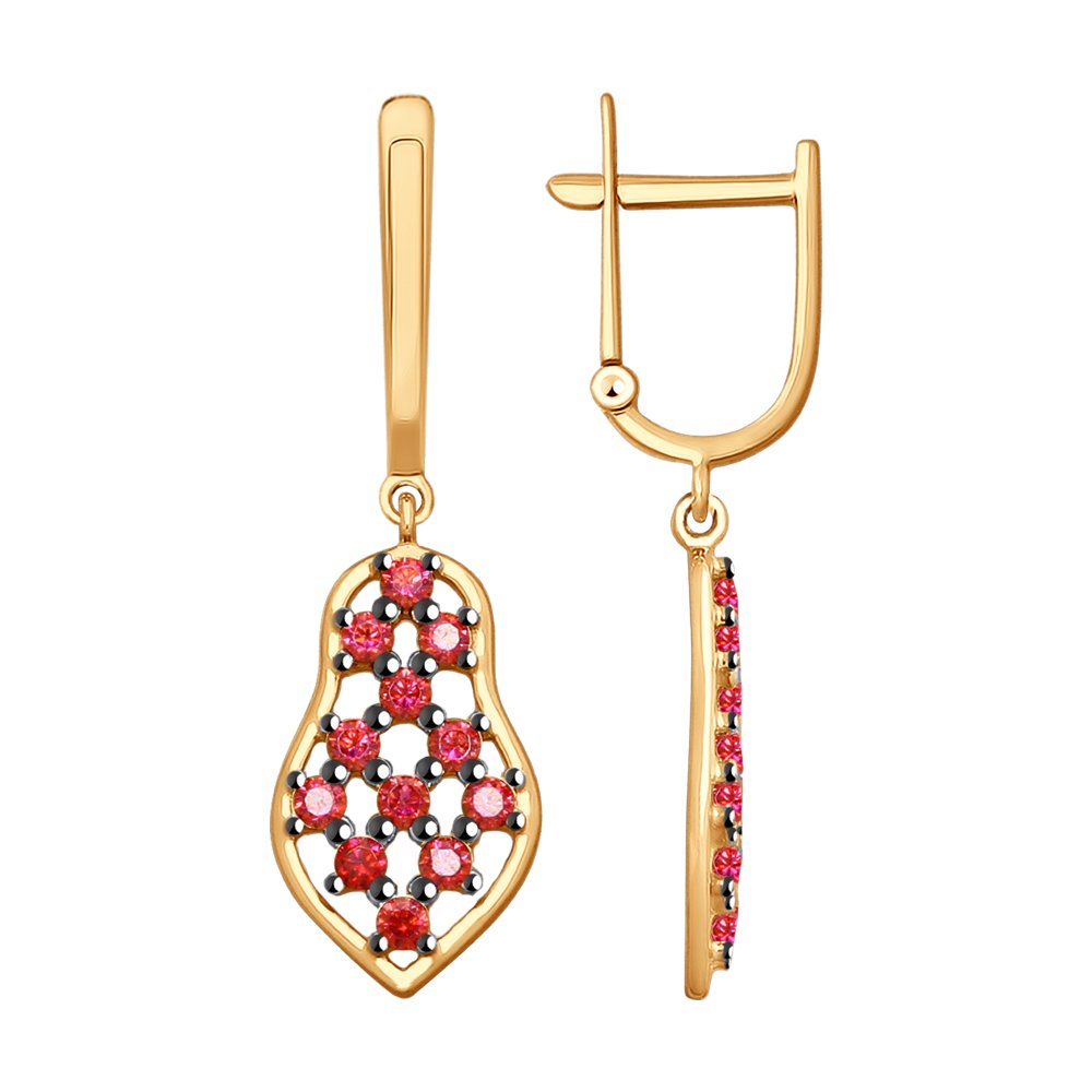 

Золотые серьги в виде матрёшек со Swarovski Zirconia SOKOLOV