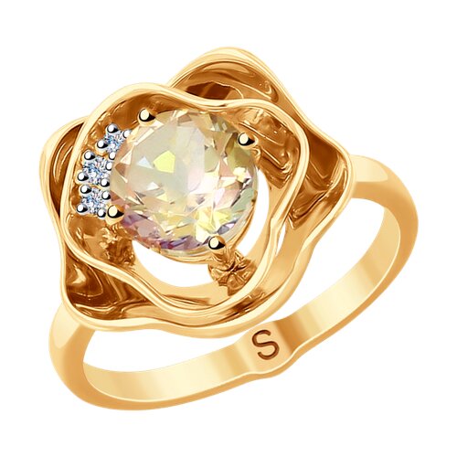 Кольцо из золота с бриллиантами и морганитом