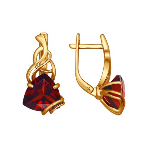 Серьги из золота c гранатом триллиант