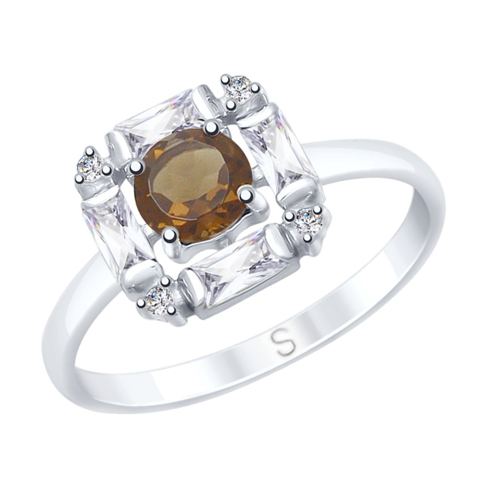 

Кольцо SOKOLOV из серебра с раухтопазом и фианитами