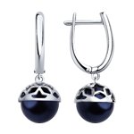 Серьги из серебра с жемчугом Swarovski