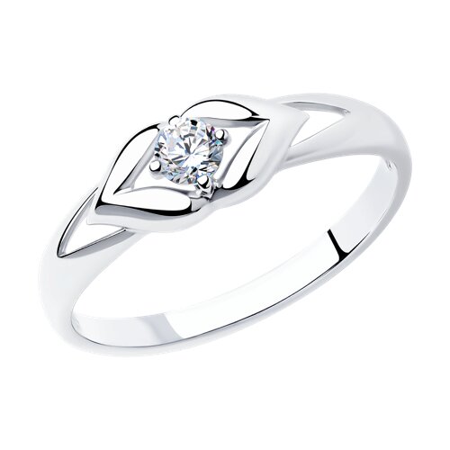 Кольцо из серебра с фианитом - фото 1