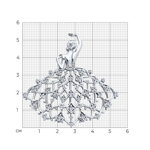 Брошь из серебра с фианитами - фото 4