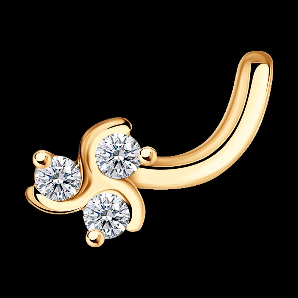 Пирсинг в нос клевер SOKOLOV из золота с бриллиантами, фото 3