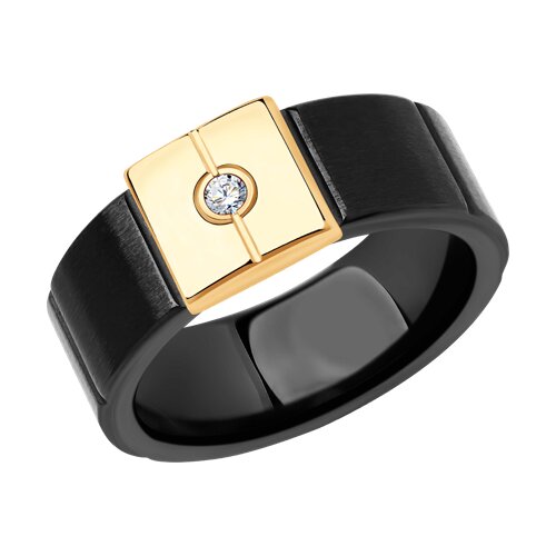 Кольцо из золота с бриллиантом и керамической вставкой