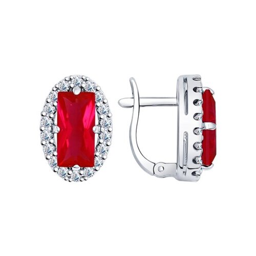 

Серьги SOKOLOV из серебра с корундами рубиновыми (синт.) и фианитами