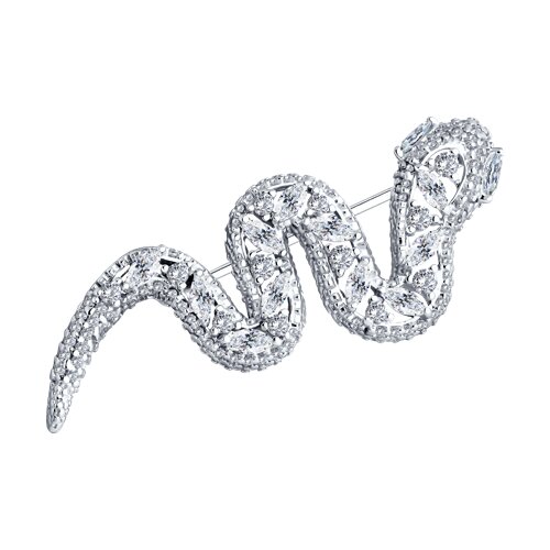 Брошь из серебра с фианитами - фото 1