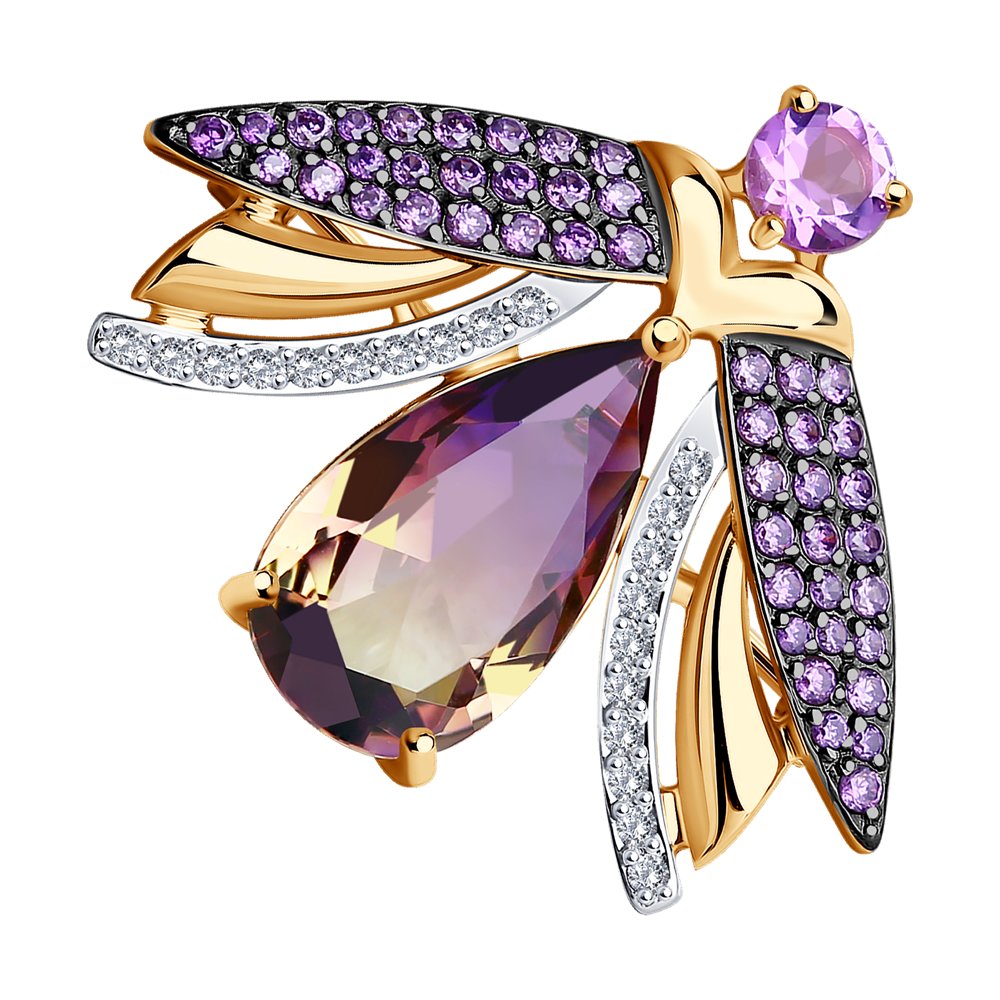 

Брошь «Светлячок» с ситаллом и аметистом SOKOLOV