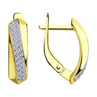 Серьги из желтого золота с фианитами