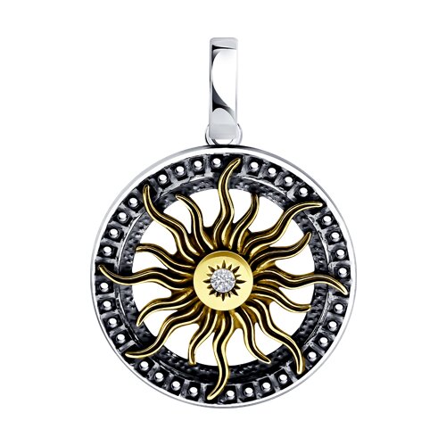 Подвеска из золочёного серебра с фианитом SOKOLOV - купить в ...