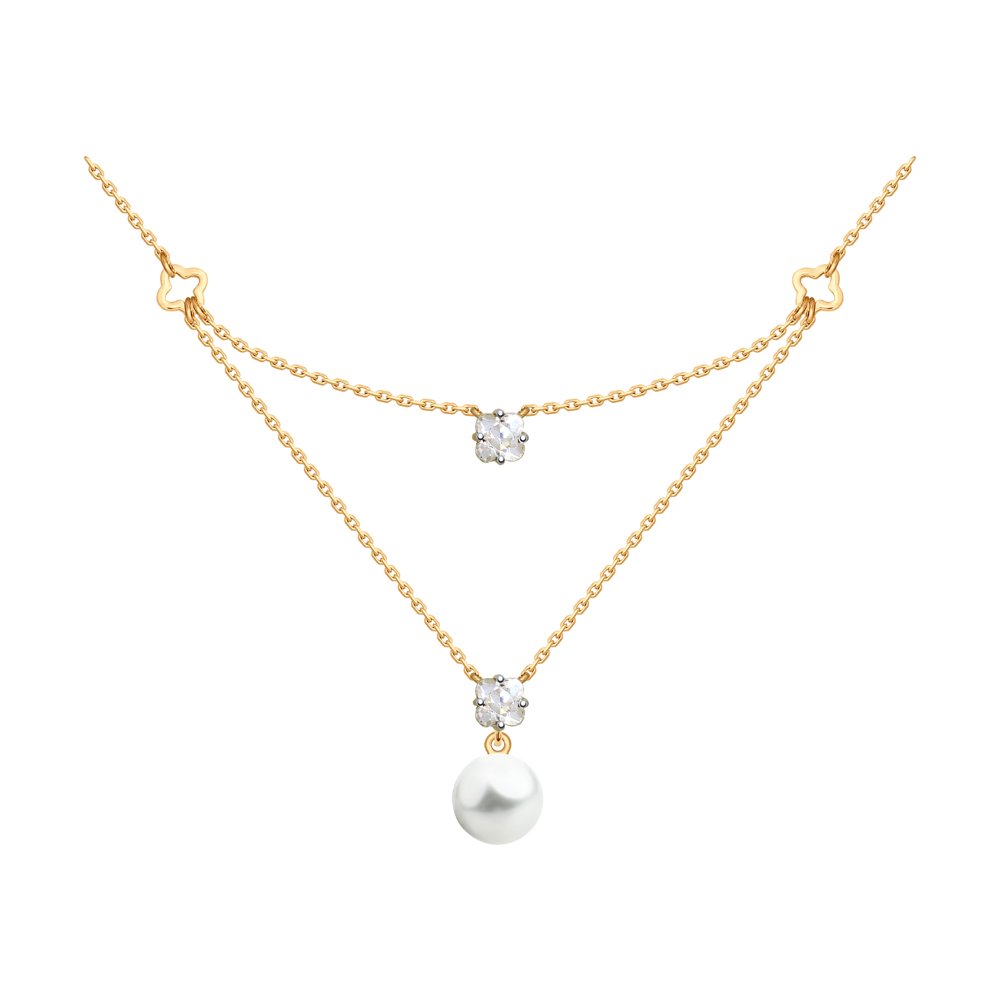 

Колье SOKOLOV из золота с жемчугом и Swarovski Zirconia