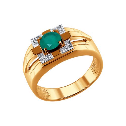 

Печатка SOKOLOV из золота с бриллиантами и зелёным агатом