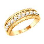 Кольцо из золочёного серебра с жемчугом Swarovski