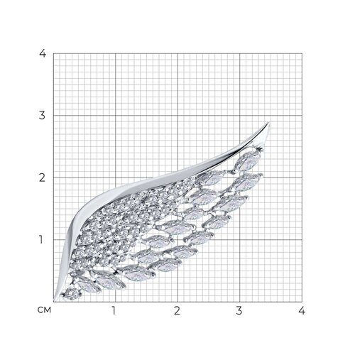 Брошь из серебра с фианитами - фото 5