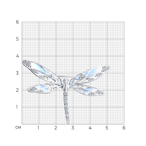 Брошь из серебра с эмалью с фианитами - фото 5