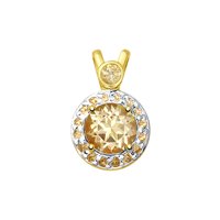 Подвеска из желтого золота с розовыми топазами Swarovski и жёлтыми Swarovski Zirconia