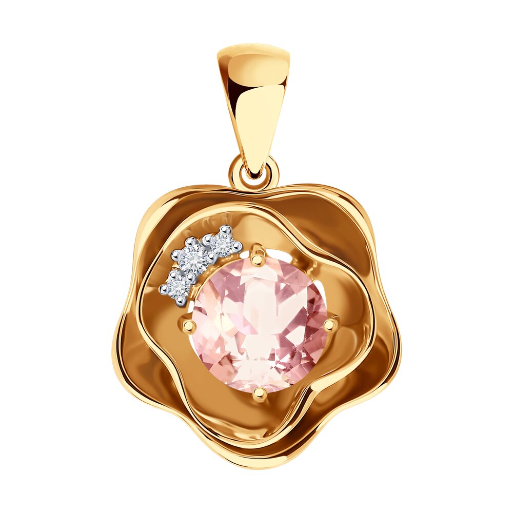

Подвеска SOKOLOV Diamonds из золота с бриллиантами и морганитом
