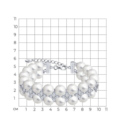 Браслет из серебра с жемчугом и фианитами - фото 2