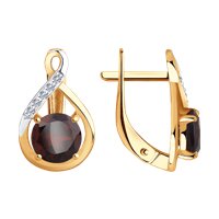 Серьги из золота с гранатами и фианитами