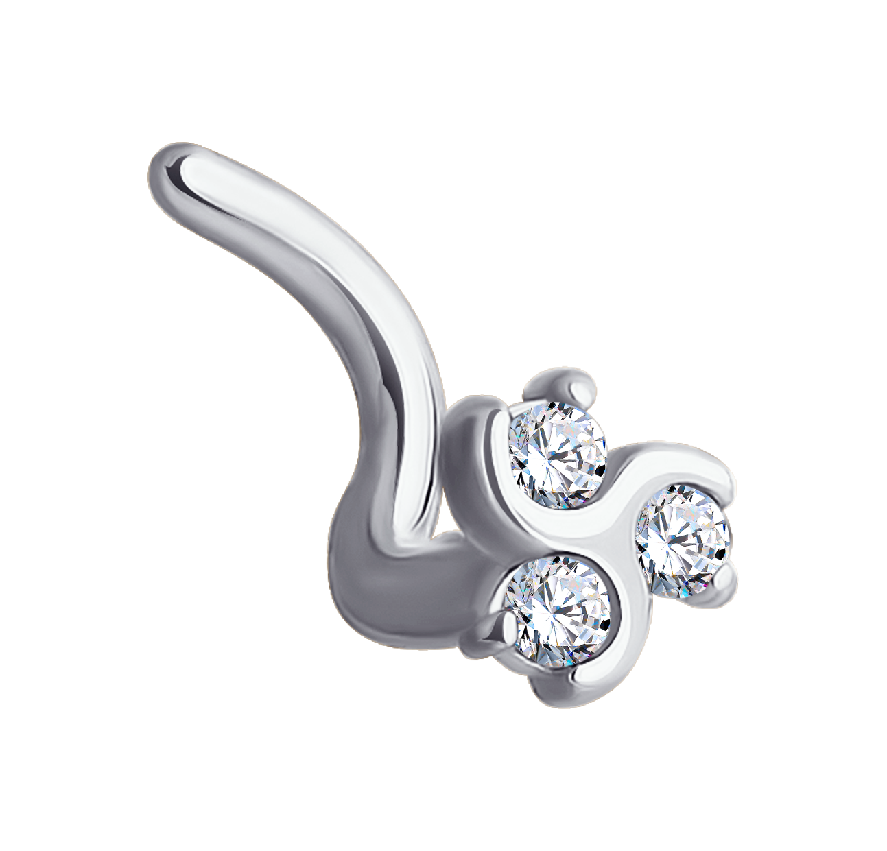 Пирсинг в нос c бриллиантами «Трилистник»  SOKOLOV Diamonds