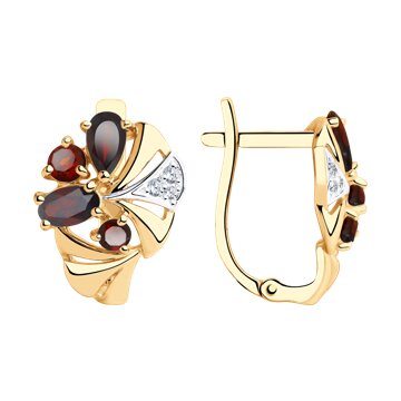 Серьги SOKOLOV из золота с гранатами и фианитами