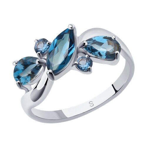 Кольцо из серебра с синими топазами 92011657