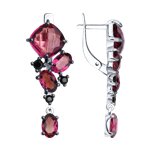 Серьги из серебра с кристаллами Swarovski и фианитами