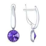 Серьги из серебра с сиреневыми кристаллами Swarovski