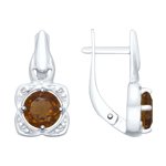 Серьги из серебра с раухтопазами и фианитами