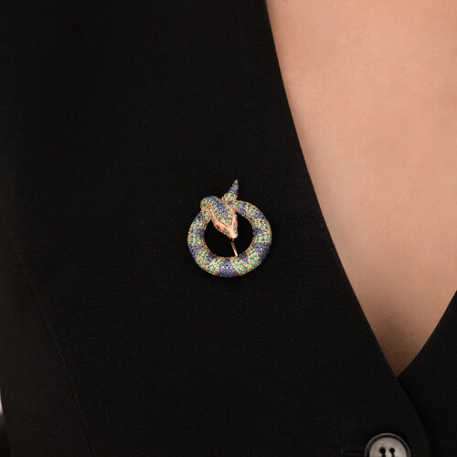 Брошь из золочёного серебра с фианитами - фото 3