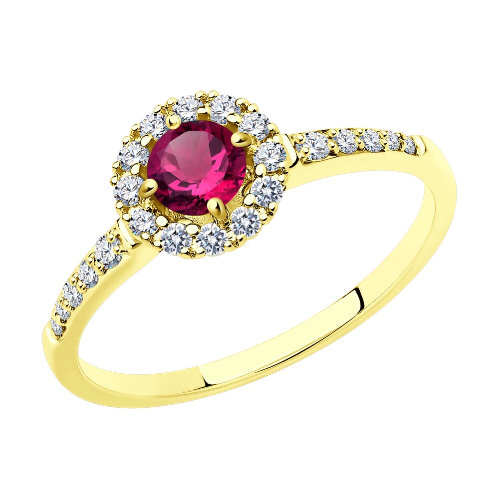 Кольцо SOKOLOV Diamonds из желтого золота с бриллиантами и рубином, золото, 4010673-2  - купить