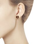 Серьги из золота с гранатами и фианитами