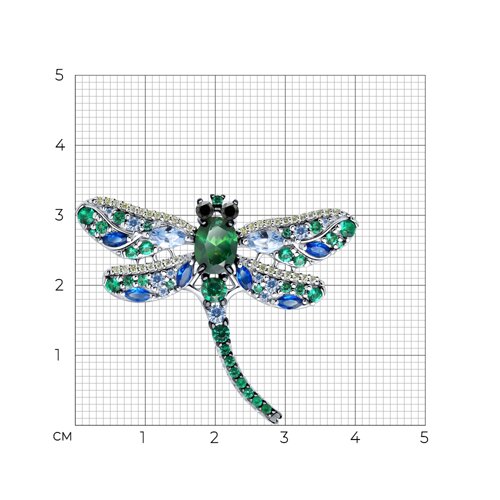 Брошь из серебра с фианитами - фото 3