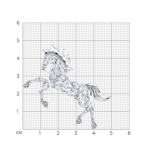 Брошь из серебра с фианитами - фото 4