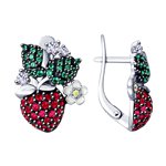 Серьги из серебра «Земляника»