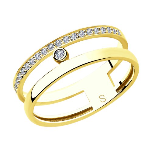 Кольцо из желтого золота с бриллиантами 1011850-2 SOKOLOV фото