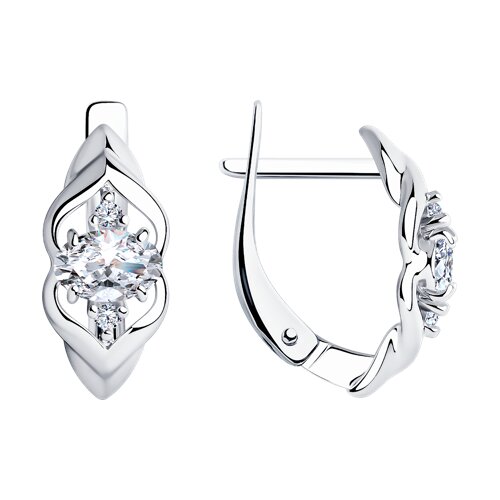 Серьги из серебра с фианитами