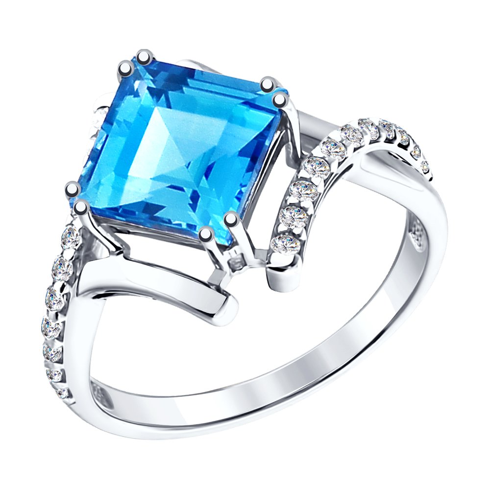 

Кольцо SOKOLOV из белого золота с топазом и фианитами