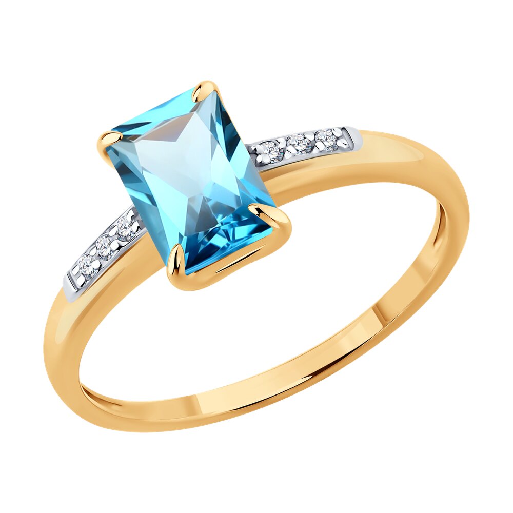 Кольцо SOKOLOV из золота с топазом и фианитами