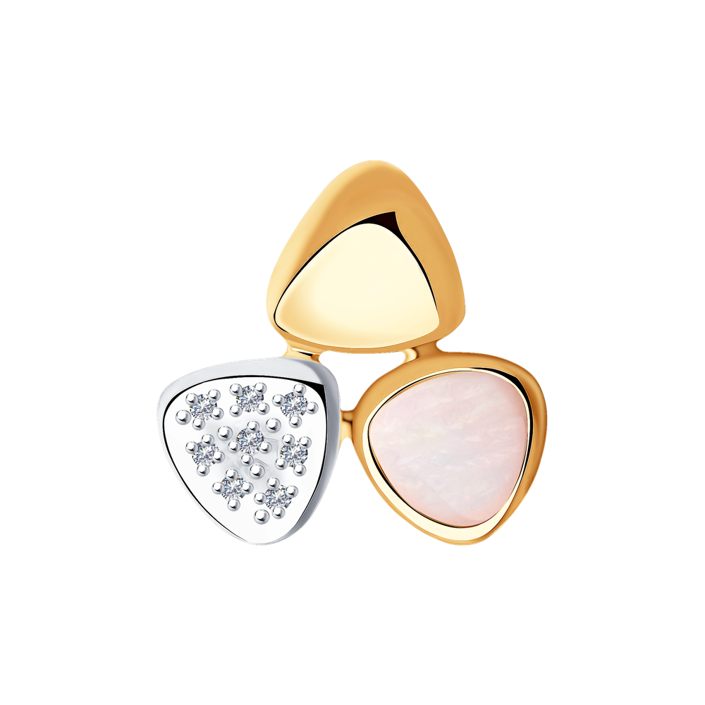 фото Подвеска sokolov diamonds из золота с бриллиантами и дуплетом из натурального кварца и перламутра