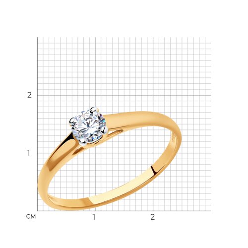 Кольцо из золочёного серебра с фианитом - фото 5