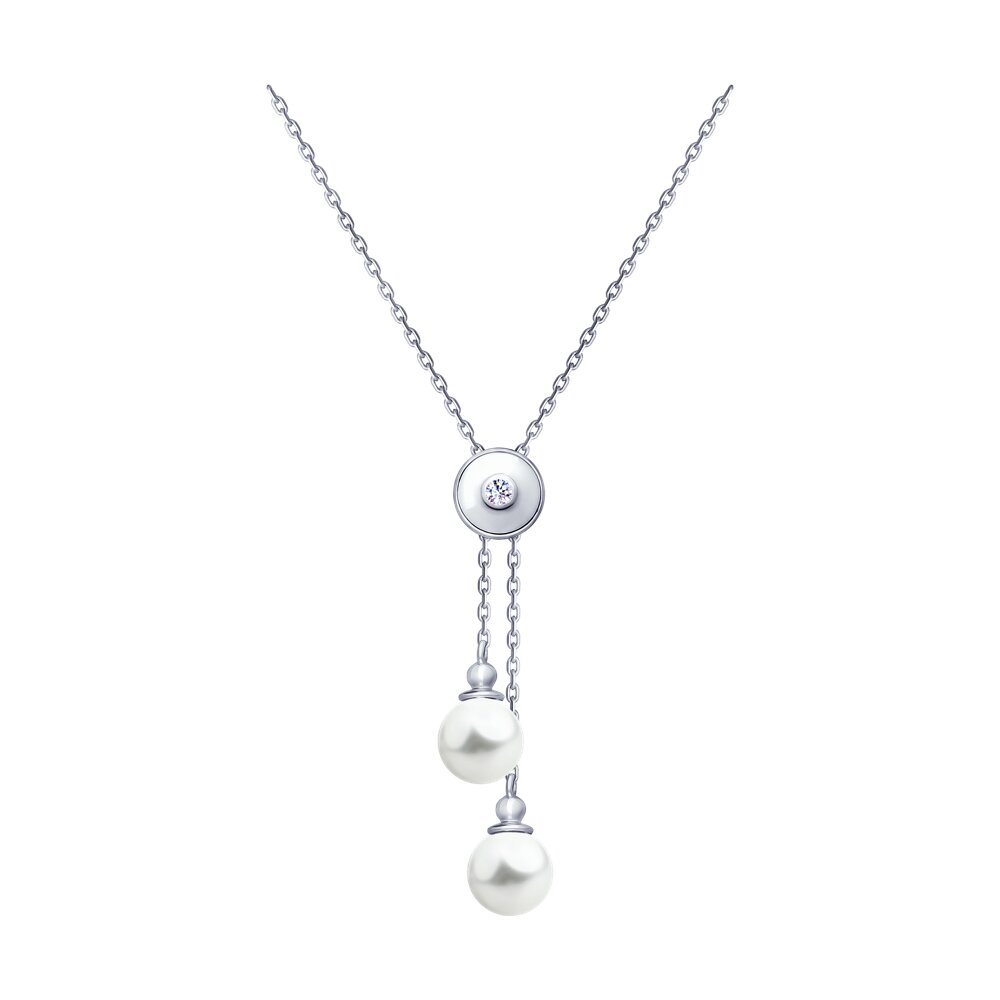 

Колье SOKOLOV из серебра с жемчугом Swarovski и фианитом