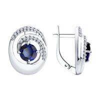 Серьги из серебра с корундами и фианитами
