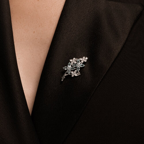 Брошь из серебра с топазами и фианитами - фото 3