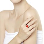 Кольцо из серебра с оранжевым кристаллом swarovski