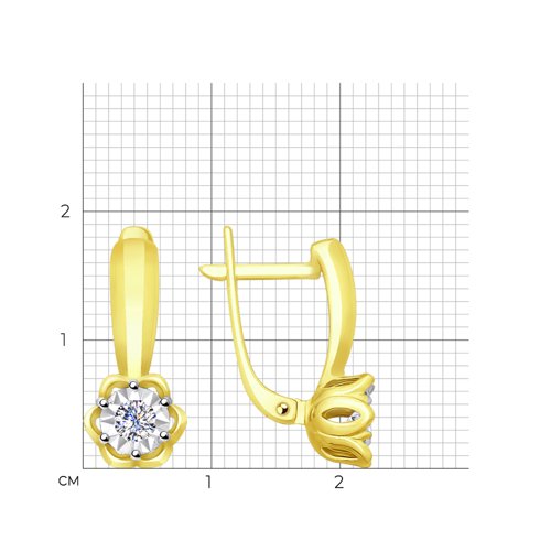 Серьги из комбинированного золота с алмазной гранью с бриллиантами 1021221-2 SOKOLOV фото 2